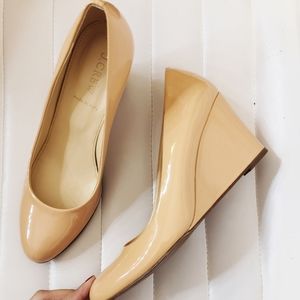 J Crew Patent Leather Nude Wedges
